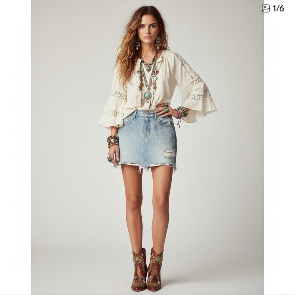 Express Denim Skirt Straight Mini Mid Rise